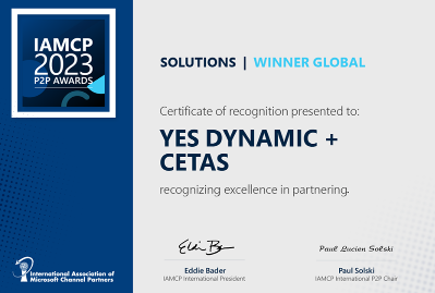 Yes Dynamic Recognized with IAMCP Global P2P Award 2023​
