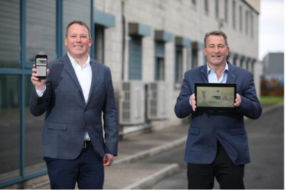 Peter Lougheed, Director, Small, Medium and Corporate Sales at Microsoft Ireland with Gerry Power, Managing Director of Yes Dynamic at the launch of NB Payroll (Formerly PayPro365) at MicroWarehouse, Dublin, Ireland.